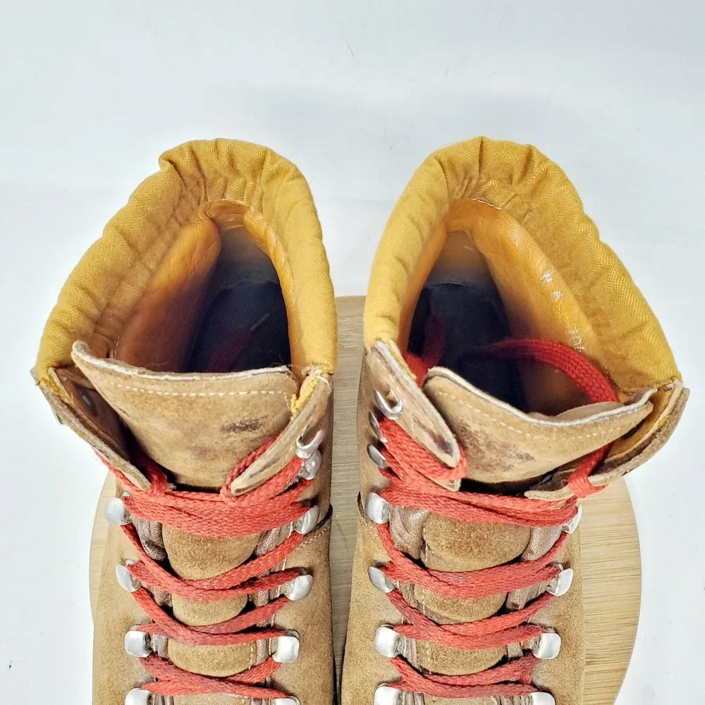 LOWA Boots Mens 6 N Brown Suede‎ Lace Up Trail Hiker Alpine Vintage Red Laces